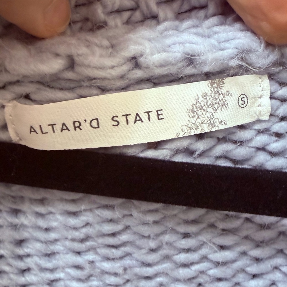 Altar'd State Light Blue Daisy-Appliqué Open-Front Cardigan - Picture 2 of 9